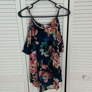Spense Multicolor Floral Cold Shoulder Blouse
